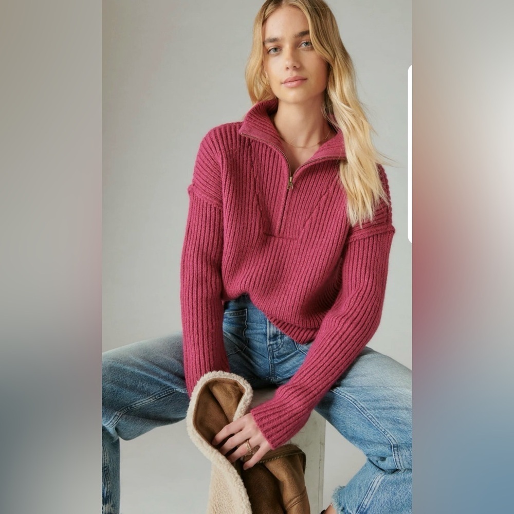 Lucky Brand Ribbed Berry Turtleneck Sweater